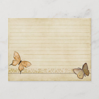 Tarjeta de receta boda Mariposa de crema vintage