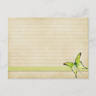Tarjeta de receta boda Mariposa verde vintage