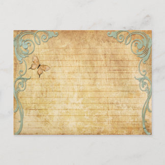 Tarjeta de receta boda Mariposa vintage