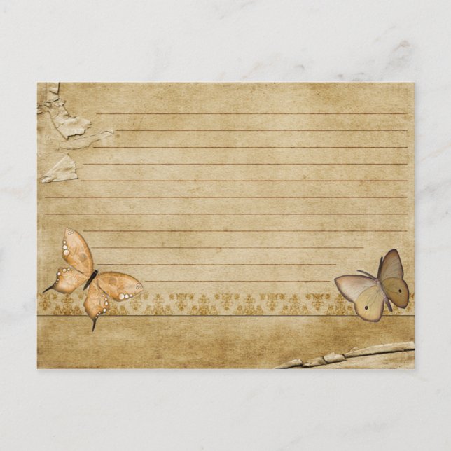 Tarjeta de receta boda Mariposa vintage (Anverso)