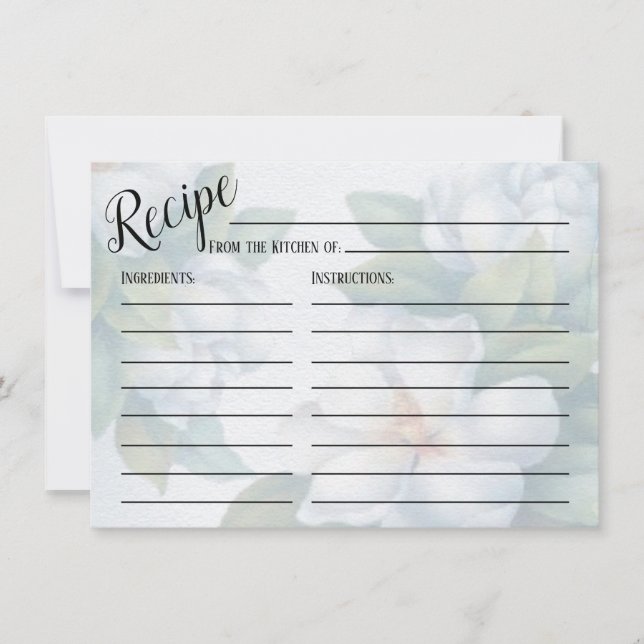 Tarjeta de receta Boda Silver White Dogwood Blosso (Anverso)