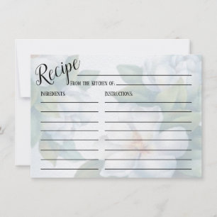 Tarjeta de receta Boda Silver White Dogwood Blosso