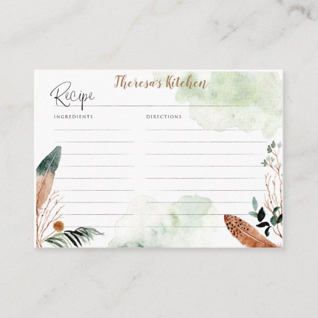 Tarjeta de Receta Boho para Ducha de Novias (Anverso)
