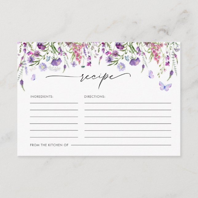 Tarjeta de Receta Boho Wildflower Butterfly (Anverso)