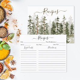 Tarjeta de Receta Bosque Verde Acuarela