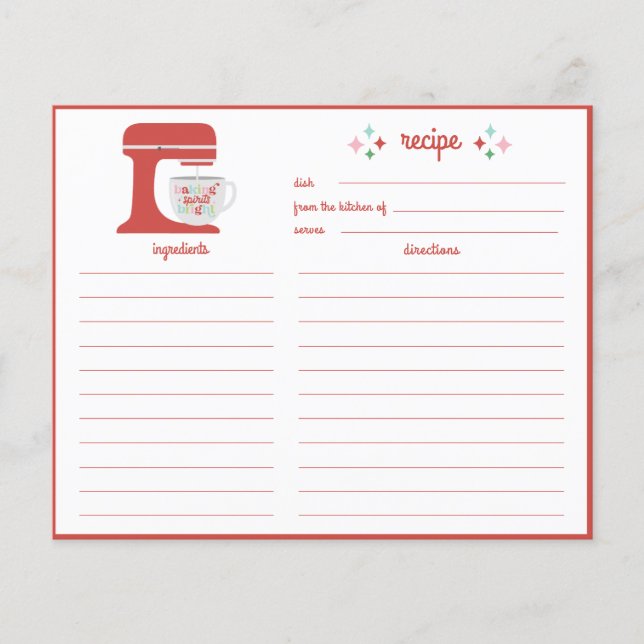 Tarjeta de receta brillante Baking Spirit (Anverso)