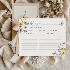 Tarjeta de receta Butflay Purple Floral Bridal Sho