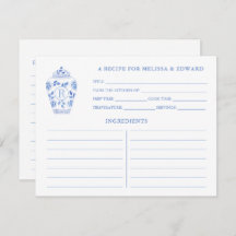 Tarjeta de receta Chinoiserie de Moda Blue White M