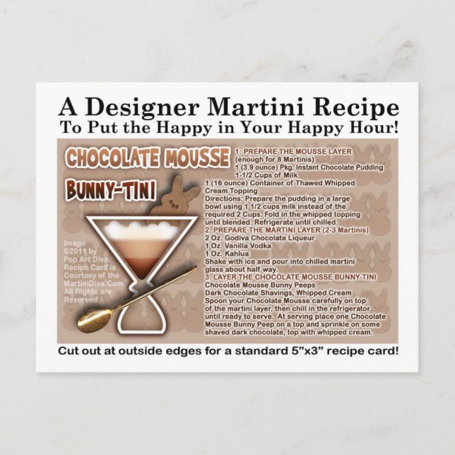 Tarjeta de receta Chocolate Mousse Bunny Easter Ma (Anverso)