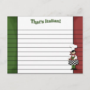 Tarjeta de receta con estilo italiano