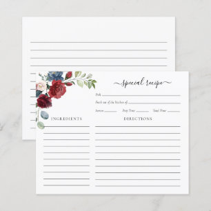 Tarjeta de receta con guión de ducha de novia flor