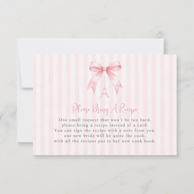 Tarjeta de receta con lazo rosa parisino (Anverso)