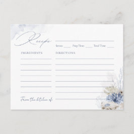 Tarjeta de receta con tema de coral azul y conchas