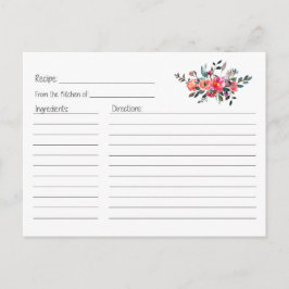 Tarjeta de receta coral floral