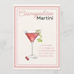 Tarjeta de receta cosmopolita editable