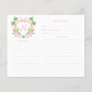 Tarjeta de Receta Crest Monograma de Cabaña de Pal