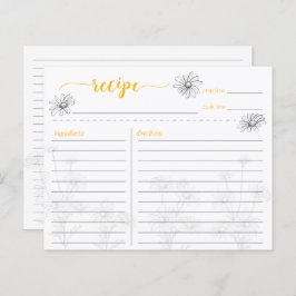Tarjeta de receta Daisy Flower Field