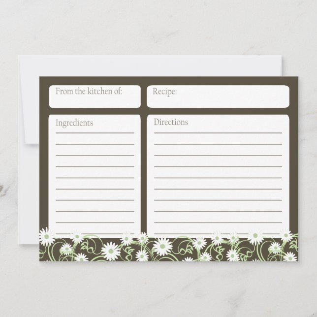 Tarjeta de receta Daisy Tea Floral 5x7 (Anverso)