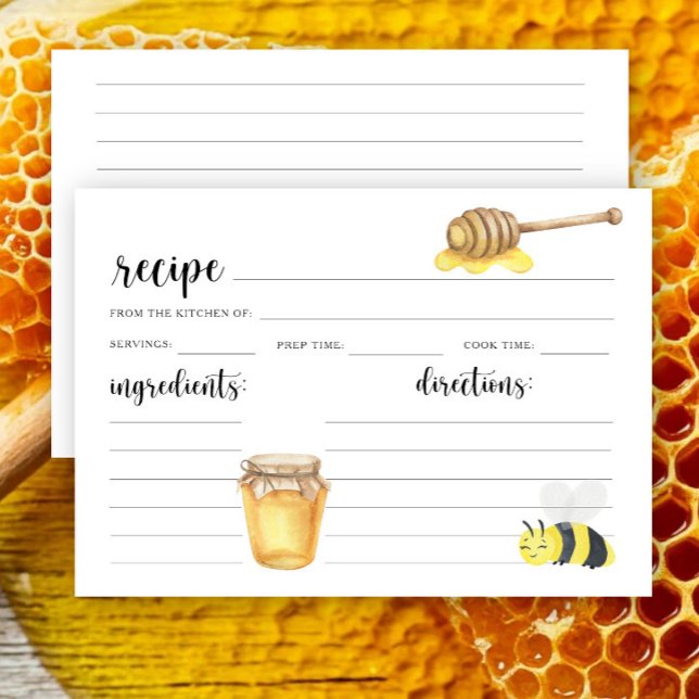 Tarjeta de receta de abeja acuarela (Subido por el creador)
