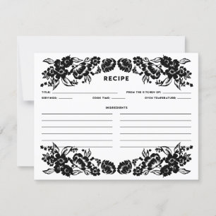 Tarjeta de receta de acento floral moderna en blan