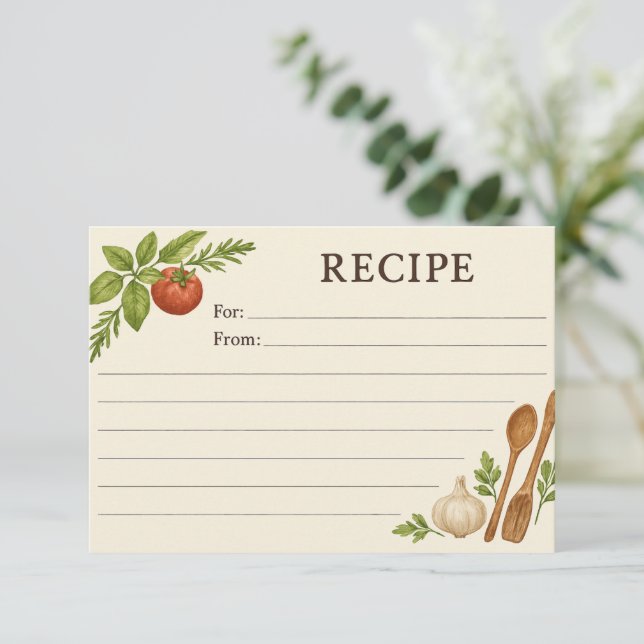 Tarjeta de receta de acentos simples de Toscana (Anverso de pie)