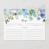 Tarjeta de receta de acuarela azul y púrpura de hi