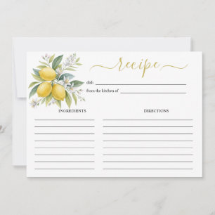Tarjeta de receta de acuarela de flor de limón