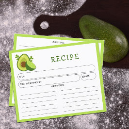 Tarjeta de receta de aguacate y limón, cocina de c