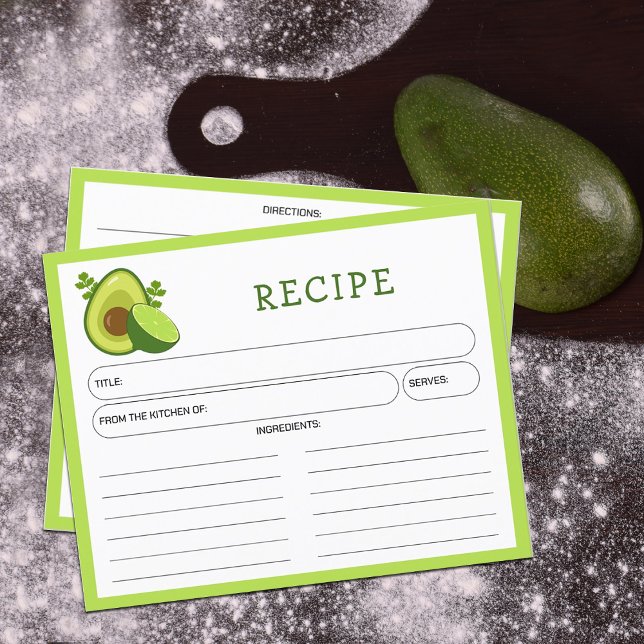 Tarjeta de receta de aguacate y limón, cocina de c (Subido por el creador)