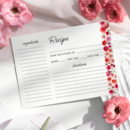 Tarjeta de receta de amor en flor para novias