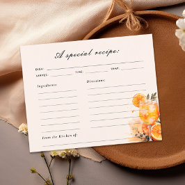 Tarjeta de receta de Aperol Spritz Bridal Shower