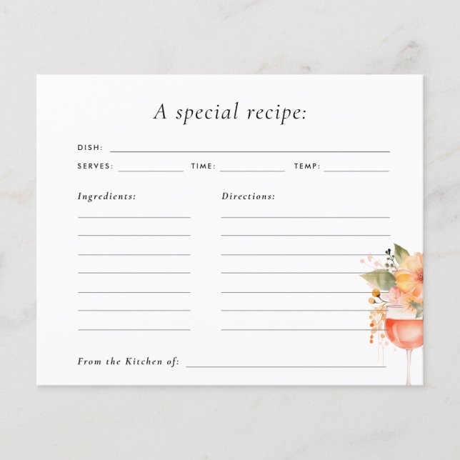 Tarjeta de receta de Aperol Spritz Bridal Shower (Anverso)