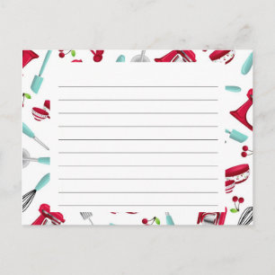 Tarjeta de receta de Aqua and Red Kitchen Gadget