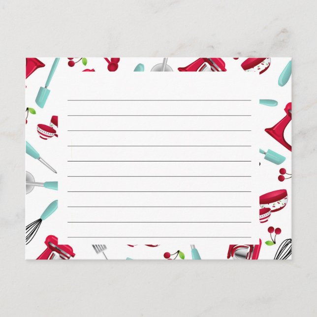 Tarjeta de receta de Aqua and Red Kitchen Gadget (Anverso)