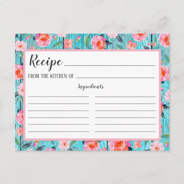 Tarjeta de receta de Aqua Wood para el patrón flor (Anverso)
