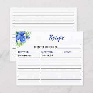 Tarjeta de Receta de Arándanos y Follaje