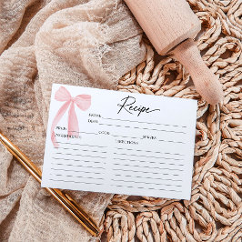 Tarjeta de Receta de Baby Shower con Lazo Rosa