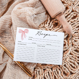 Tarjeta de Receta de Baby Shower de Lazo Rosa