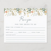 Tarjeta de receta de baby shower floral silvestre