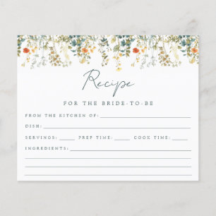 Tarjeta de receta de baby shower floral silvestre