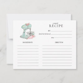Tarjeta de receta de batidora de pastel retro acua
