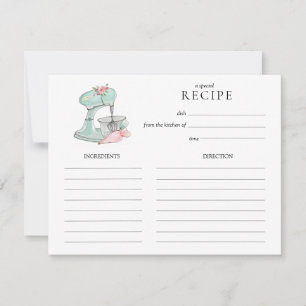 Tarjeta de receta de batidora de pastel retro acua