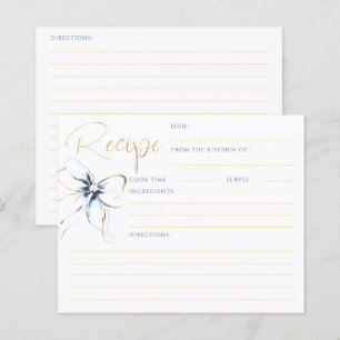 Tarjeta de Receta de Boda con Lazo Azul Polvorient