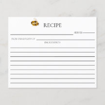 Tarjeta de Receta de Boda de Abeja de Miel Doble C