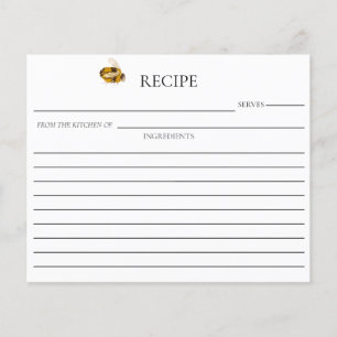 Tarjeta de Receta de Boda de Abeja de Miel Doble C