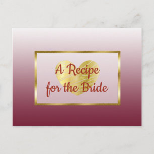 Tarjeta de receta de boda de gradiente de borgoña