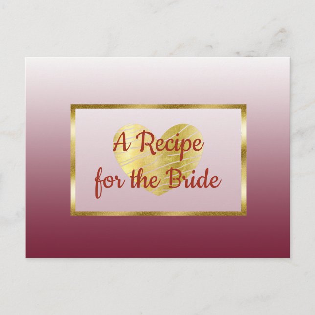 Tarjeta de receta de boda de gradiente de borgoña  (Anverso)
