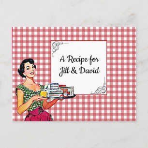 Tarjeta de receta de Boda de la retro-dama persona