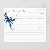 Tarjeta de Receta de Boda de Lazo Azul Está Anudan