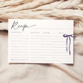 Tarjeta de Receta de Boda de Lazo Morado Anudando 